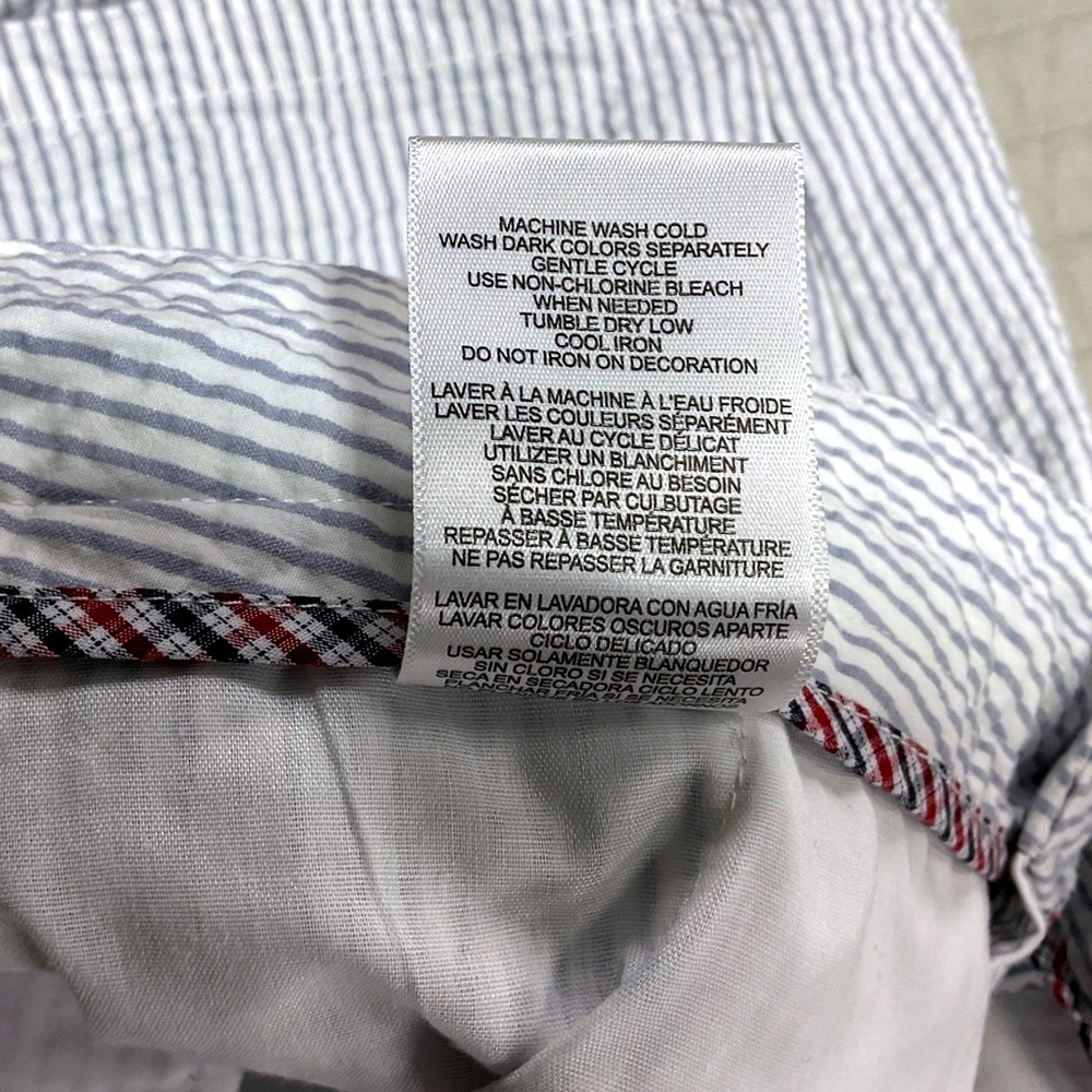 Ben Sherman Mens Seersucker Chino Shorts Blue and White Striped Cotton Size 34W - Picture 10 of 10